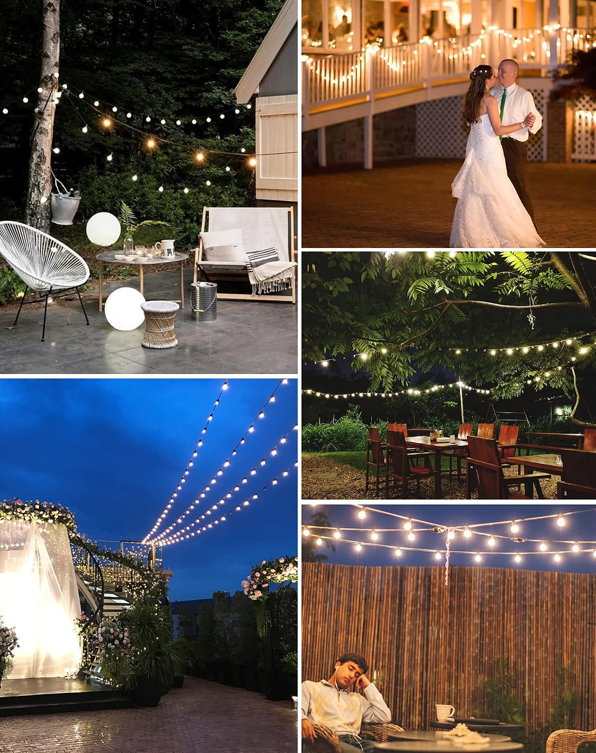 Zuske Outdoor String Lights Waterproof, 300FT Patio Lights with 146 Shatterproof G40 Globe Bulbs(6 Spare), Connectable Dimmable LED Hanging String Lights for Outside Backyard Porch Balcony (150FT x 2)