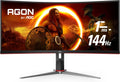 AOC CU34G2X 34' Curved Frameless Immersive Gaming Monitor, UltraWide QHD 3440x1440, VA Panel, 1ms 144Hz Adaptive-Sync, Height Adjustable, 3-Yr Zero Dead Pixels, Black/Red