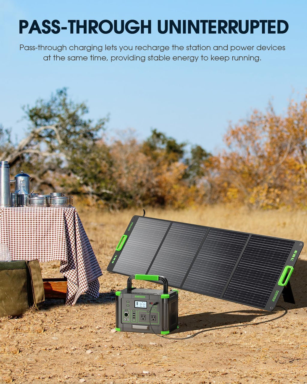 1000W Portable Power Station 999Wh, 110V Pure Sine Wave AC Outlet (2000W Peak), 60W PD USB-C & 10 Ports, Solar Generator for Home Backup, Outdoor Camping, RV, Emergency, Off-Grid Living