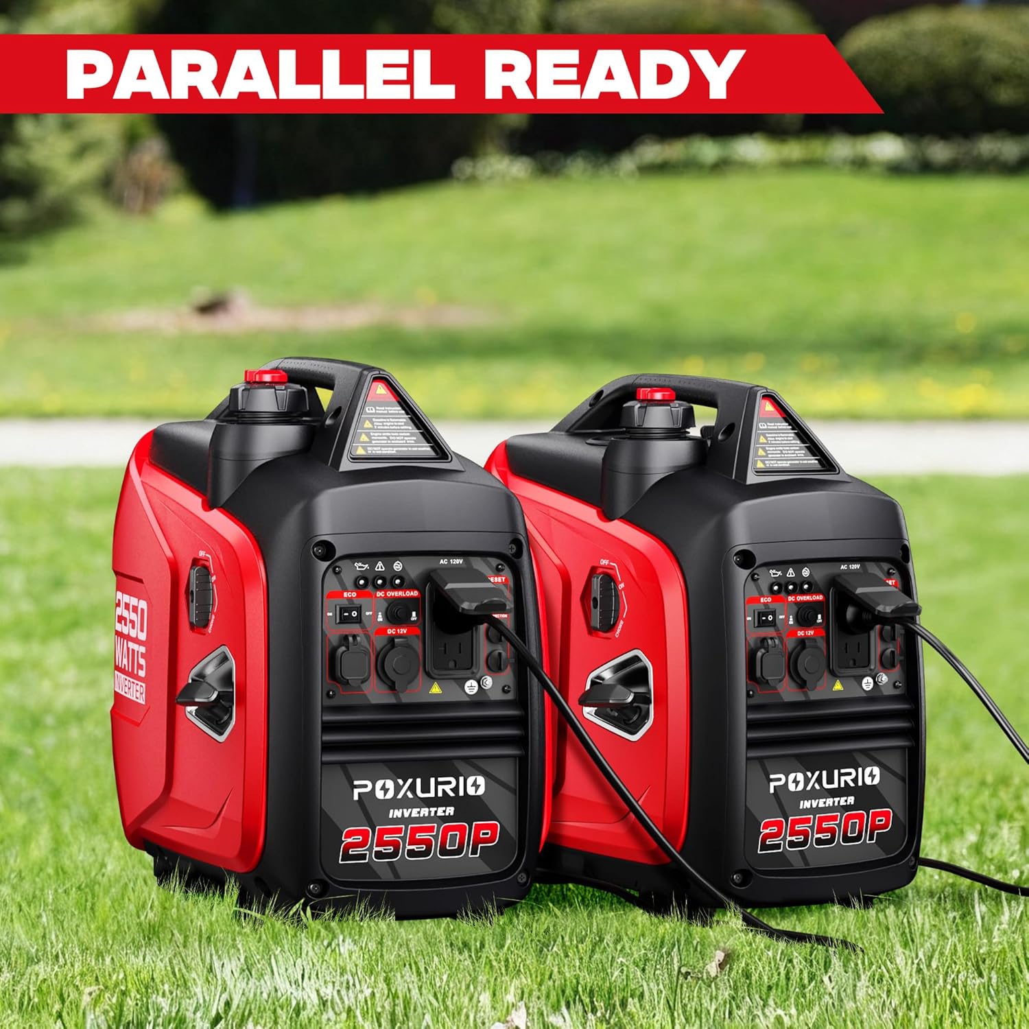 2550-Watt Portable Inverter Generator for Home Use, 1.06Gallon Large Fuel Tank Up to 10 Hours Use, 120V Gas Powered Generator Super Quiet - EPA Compliant-Red