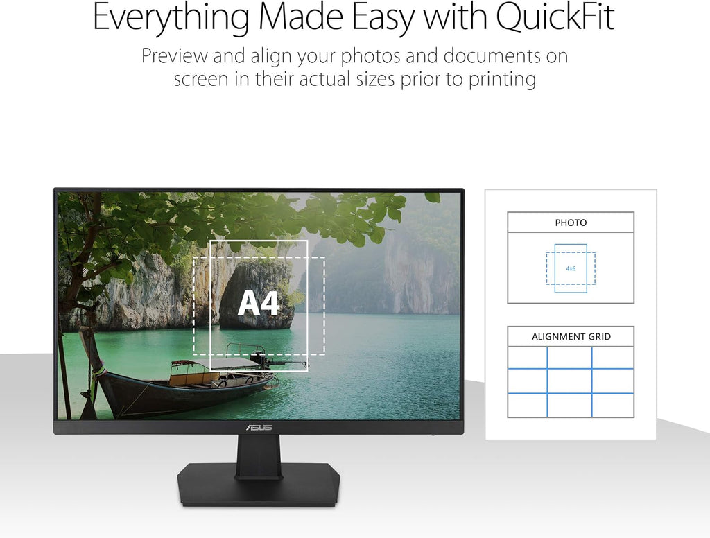 ASUS 27 Inch Desktop Monitor - Full HD (1920 x 1080), IPS, 75Hz, Adaptive-Sync, HDMI, D-Sub, Frameless - VA27EHE