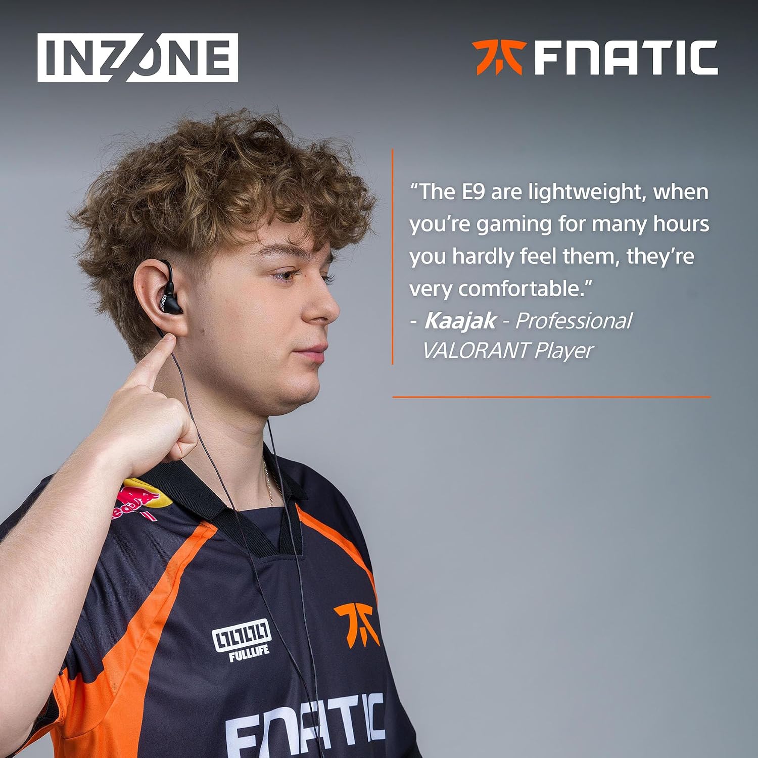 Sony INZONE E9 Wired in-Ear Monitor for Gaming, Tuned for FPS Games, Sound Isolating Earbuds, Comfortable Fit, Low Profile Design, 360 Spatial Sound, Case Included, Developed with Fnatic, Black