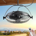 Gazebo Fans Outdoor Hanging Ceiling Fans with Lights,16' Portable Plug in Ceiling Fan,Multi-Angle Adjustable Floor Fans,Black Outdoor Ceiling Fans for Patios.