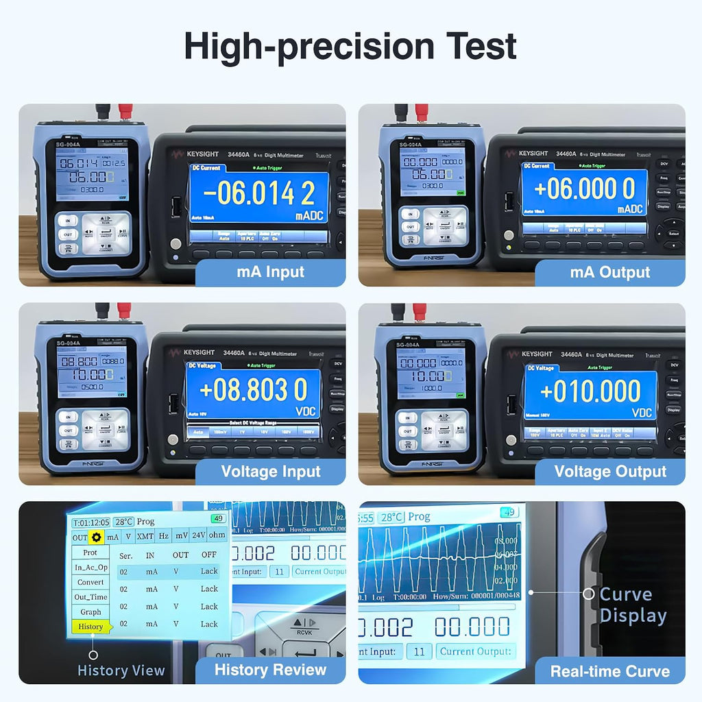 Riiai SG004A 4-20ma 0-24V Signal Generator, Programmable Current Voltage Generator, Resistance Millivolt Thermocouple Tester, Real-time Curve, 3000mAh USB Rechargeable, for PLC Simulator