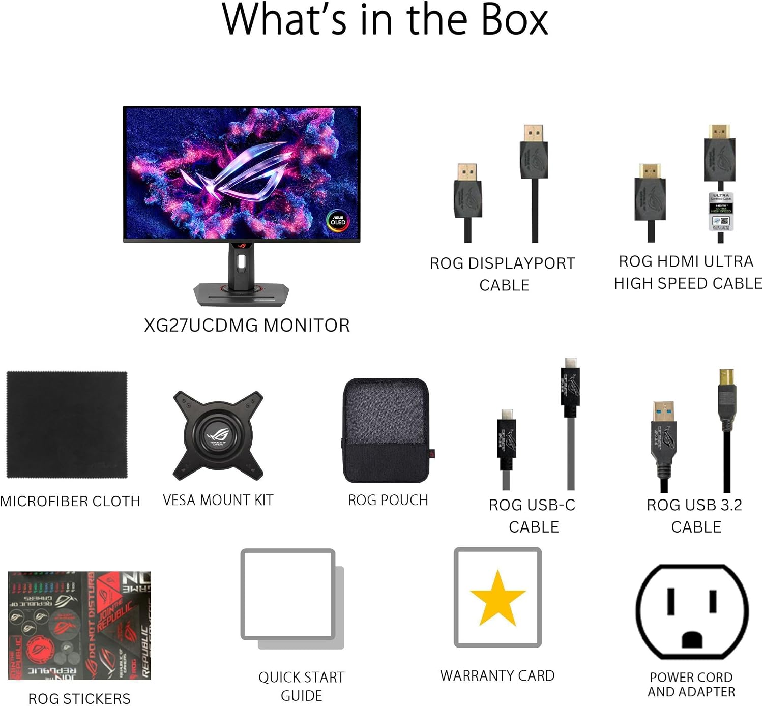 ASUS ROG Strix 27' 4K QD-OLED Gaming Monitor (XG27UCDMG) - 240Hz, 0.03ms, Anti-Flicker 2.0, Custom Heatsink, Care Pro, Neo Proximity Sensor, 99% DCI-P3, True 10-bit Color, 3 yr Warranty