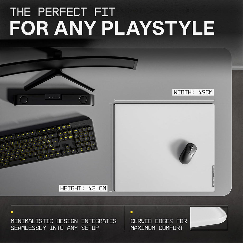 Wallhack 4.0 Glass Gaming MousePad - Professional Esport Mouse Mat with Specialty Surface for Top Speed and Control, Large Tempered Glasspad with Full Silicone Base - (SkyPAD White,XL 16.92' x 19.29')