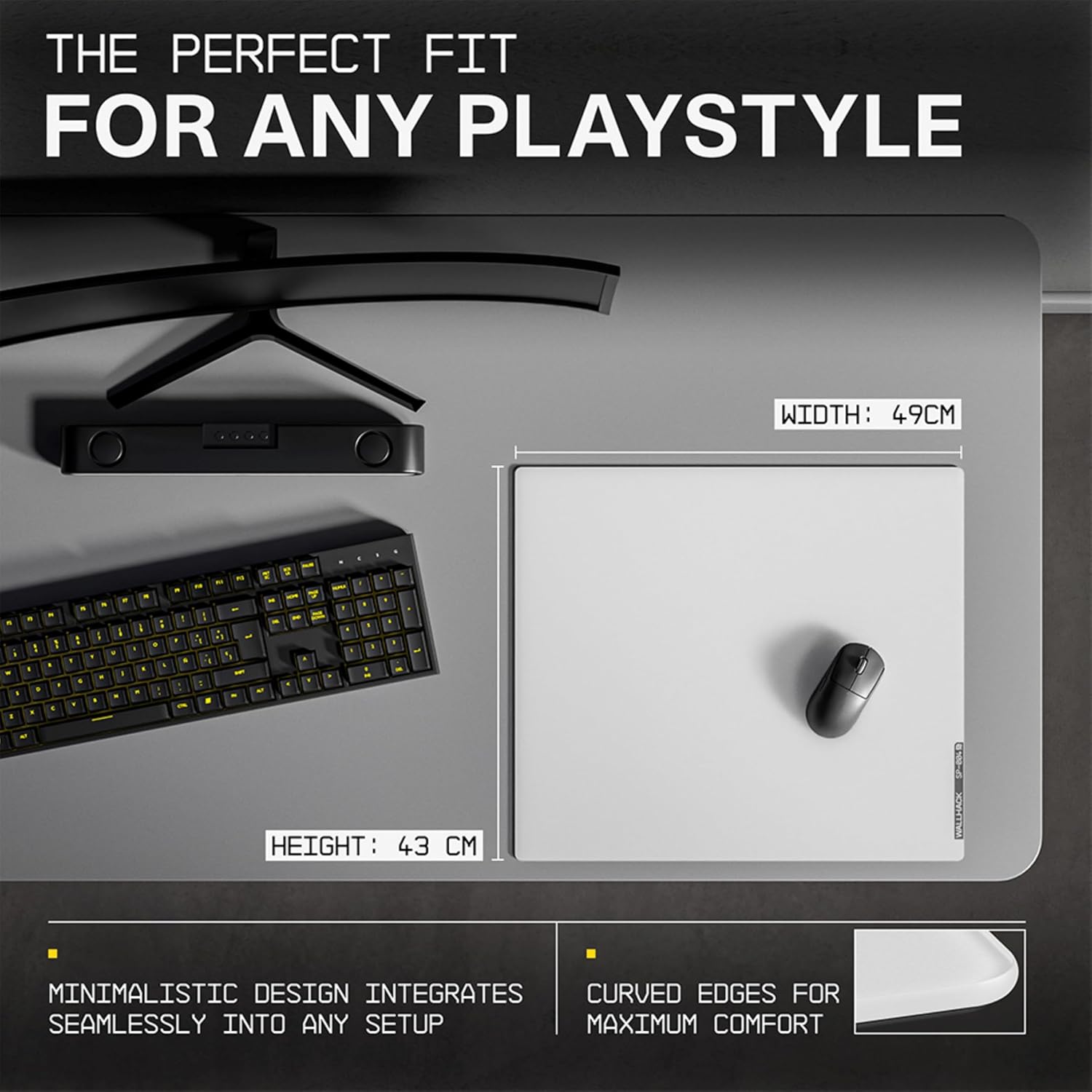 Wallhack 4.0 Glass Gaming MousePad - Professional Esport Mouse Mat with Specialty Surface for Top Speed and Control, Large Tempered Glasspad with Full Silicone Base - (SkyPAD White,XL 16.92' x 19.29')