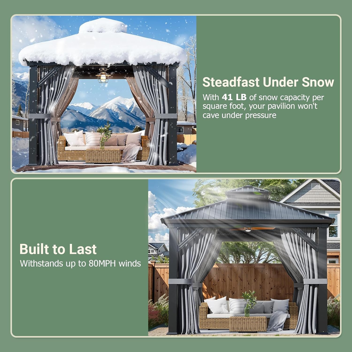Polar Aurora 10'x10' Outdoor Gazebo Hardtop Grill Gazebo Aluminum Galvanized Steel Double Roof Outdoor Pergola Include Curtain and Netting for Backyard, Patio, Lawn