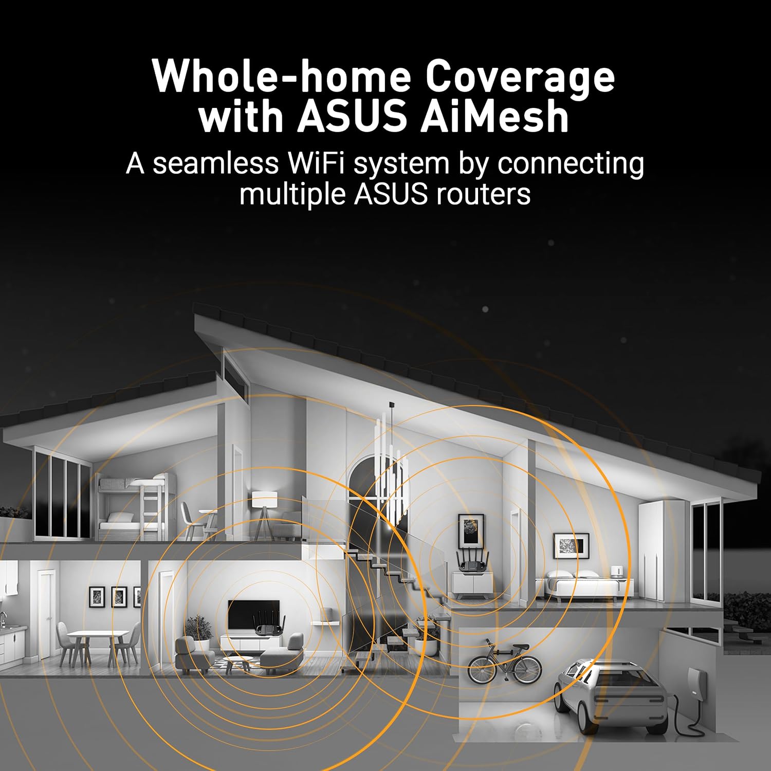 ASUS TUF Gaming BE6500 WiFi 7 Router - Dual-Band, Up to 6.5 Gbps Wireless, Game Accelerator, Multi-Link Operation (MLO), (x4) 2.5GbE Ports, Mesh + VPN Compatible, & Subscription-Free Network Security