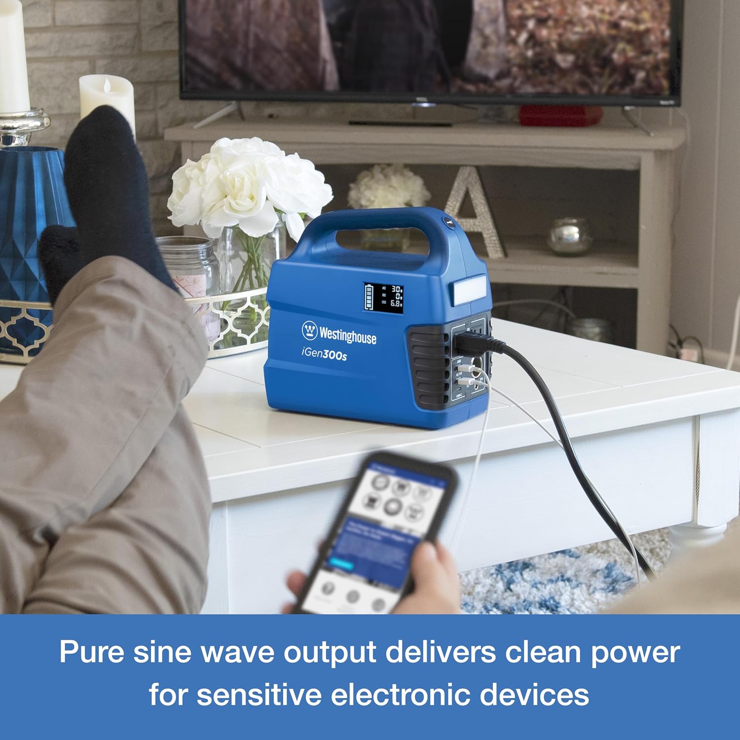 Westinghouse 296Wh 600 Peak Watt Portable Power Station and Solar Generator, Pure Sine Wave AC Outlet, Backup Lithium Battery for Camping, Home, Travel, Indoor/Outdoor Use (Solar Panel Not Included)