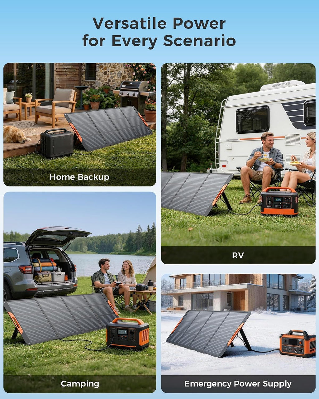 ZOUPW 200W Portable Solar Panel for Power Station,23.5% Efficiency Mono Foldable Solar Charger with 4 Kickstands for Jackery 1000 V2/Bluetti/EcoFlow/Anker,IP67 Waterproof for Camping RV Power Backup