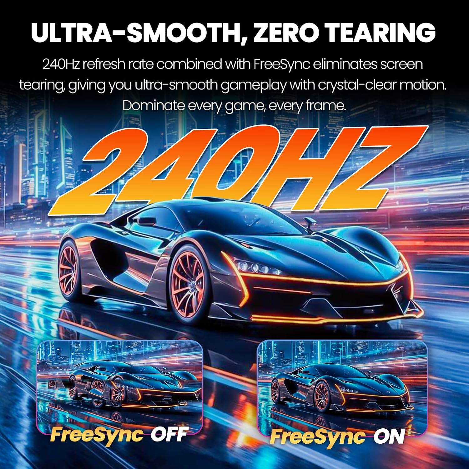 CRUA 24' 240Hz Gaming Monitor, Curved FHD 1920 x 1080P, Built-in Speakers, Support 120% sRGB, AMD FreeSync, Low Motion Blur, Wall Mount Installs Compatible, for Office and Games(HDMI 2.0&DP 1.4)–Black
