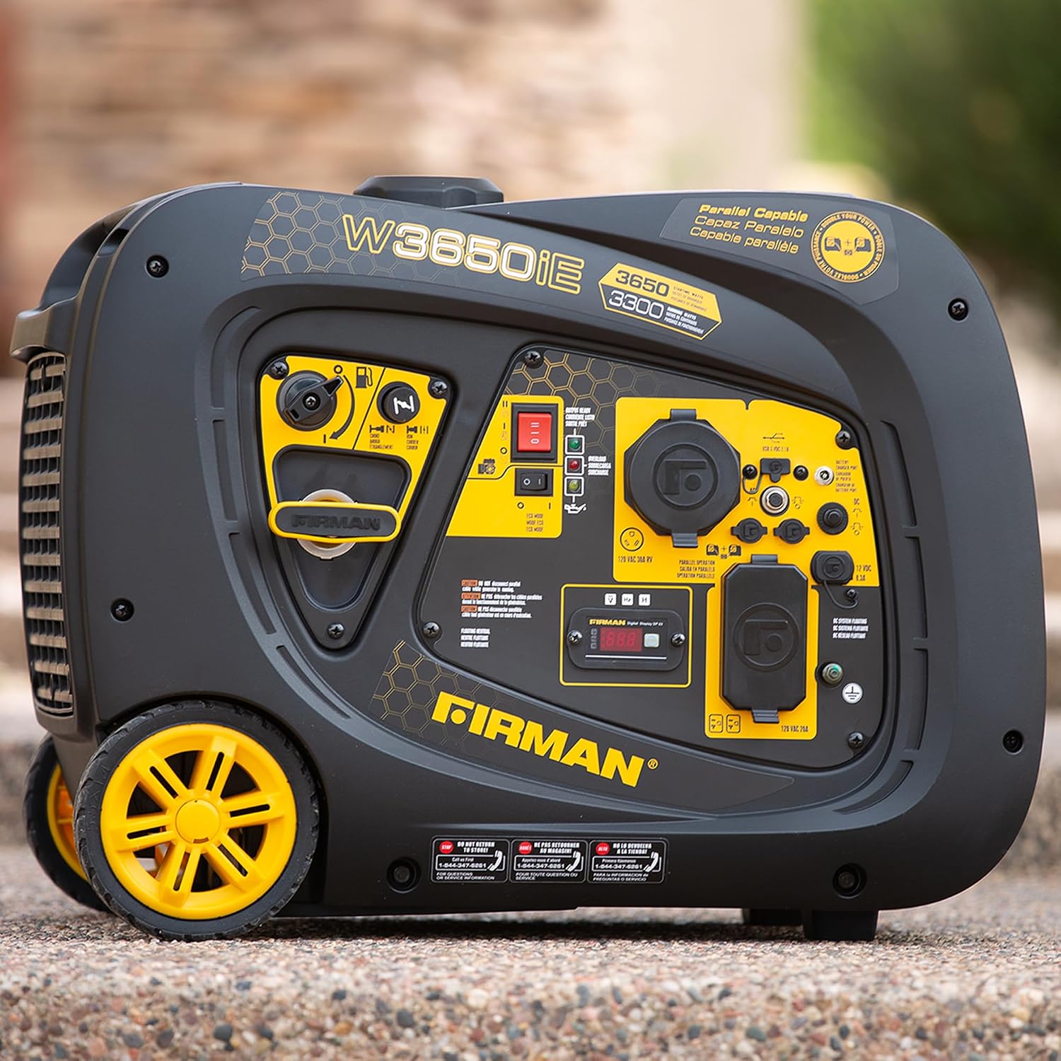 FIRMAN W03382 Gas Inverter Portable Generator, 3650W Electric Start Power, Quiet Whisper Series Muffler, Fuel Efficient Eco Mode, RV Ready 120V Output, Camping Outdoor Recreation, Home Backup Use