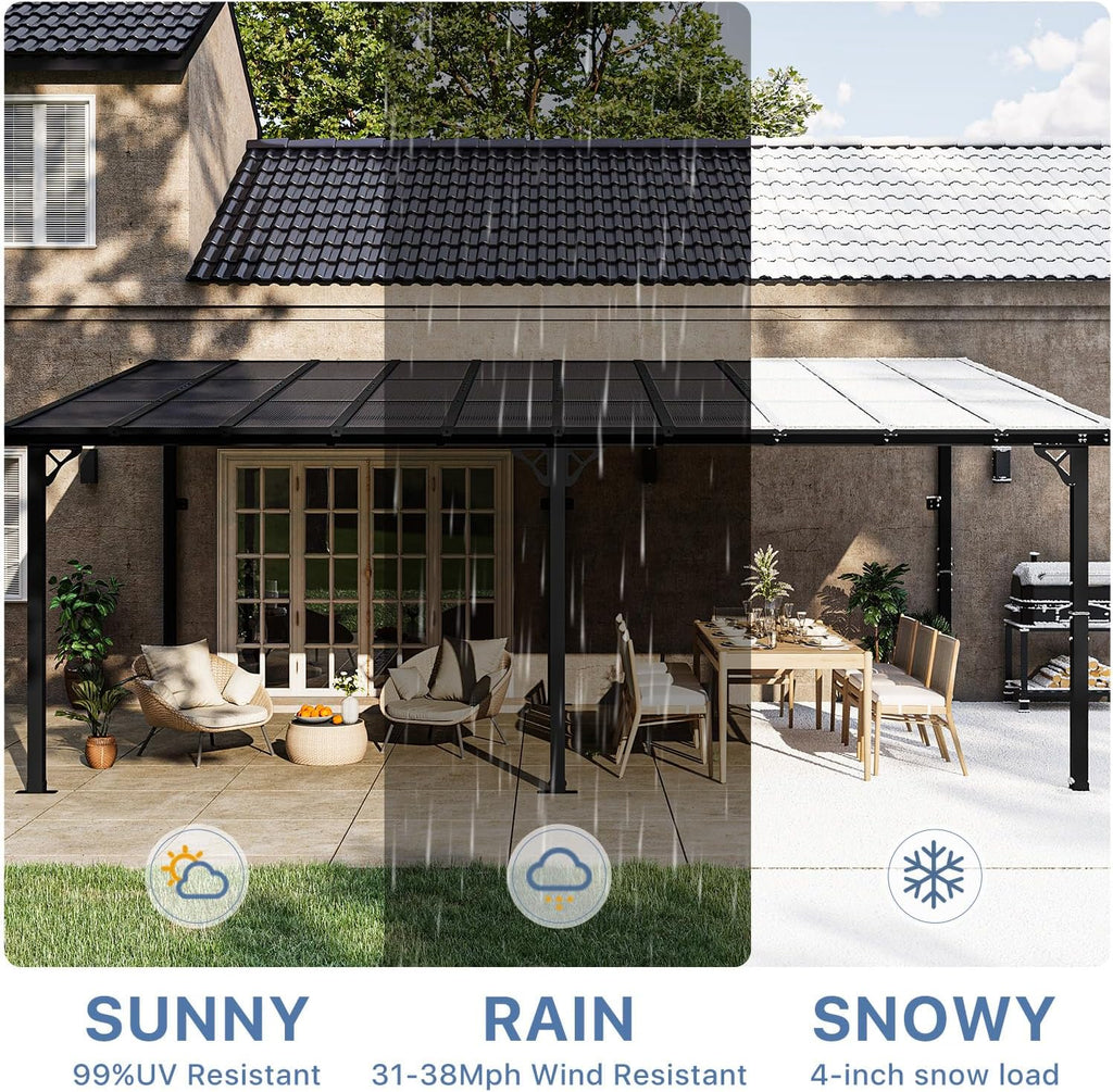 Gazebo for Patio 10' x 20', Gazebo Pergola with Sloped Roof, Large Wall-Mounted Heavy Duty Awnings, for Backyard, Deck, Patio