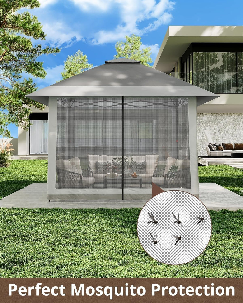 Pop Up Gazebo 13x13 Ft - Outdoor Gazebo with Mosquito Net Adjustable Outdoor Tent UV-Resistant Patio Canopy for Backyard Lawn
