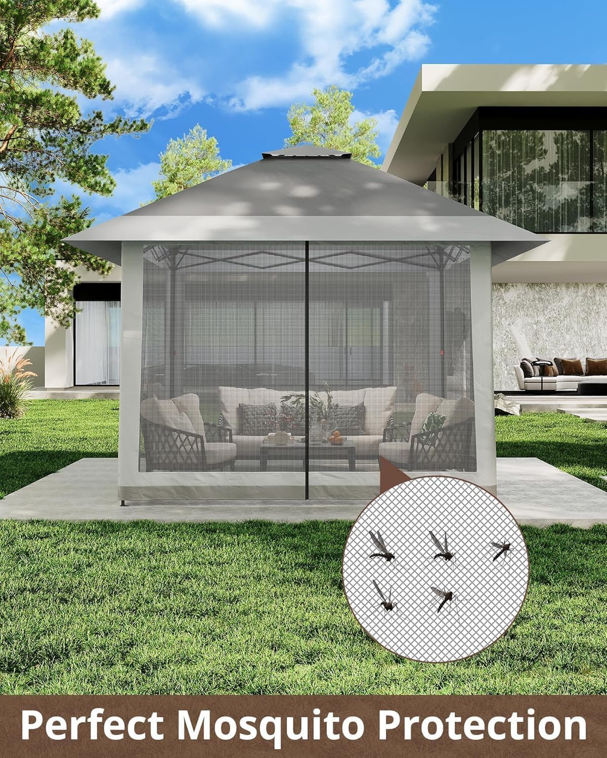 Pop Up Gazebo 13x13 Ft - Outdoor Gazebo with Mosquito Net Adjustable Outdoor Tent UV-Resistant Patio Canopy for Backyard Lawn