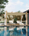 IDEALHOUSE 10 x 13 FT Patio Pergola, Aluminum Patio Gazebo with Retractable Sun Shade &Side Mesh, Metal Pergola Shelter for Backyard Deck Garden, Wood-Grain