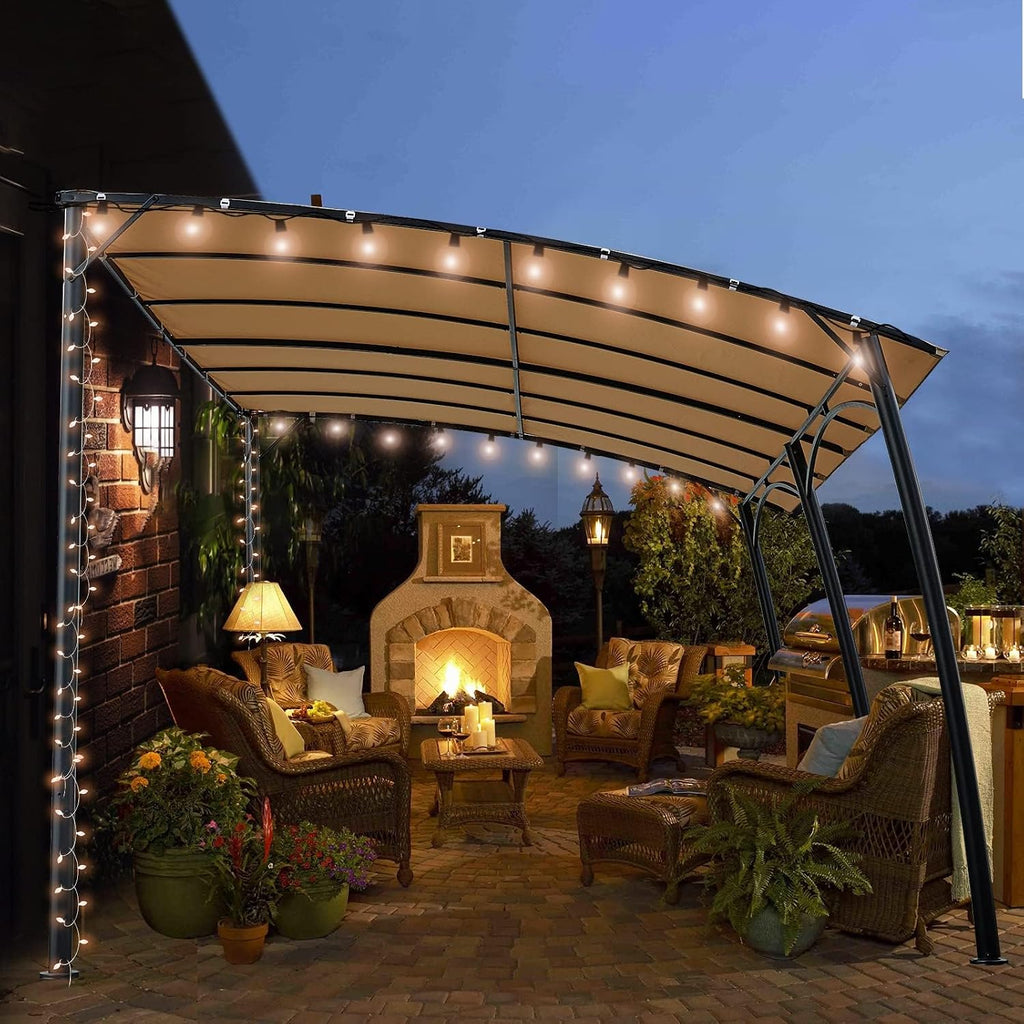 AECOJOY 13'x10' Patio, Wall Mounted UV Block Sunshade Porch Awning Canopy Outdoor, Pergolas and Gazebos on Clearance, Patio Awnings for Porch, Backyard (White)