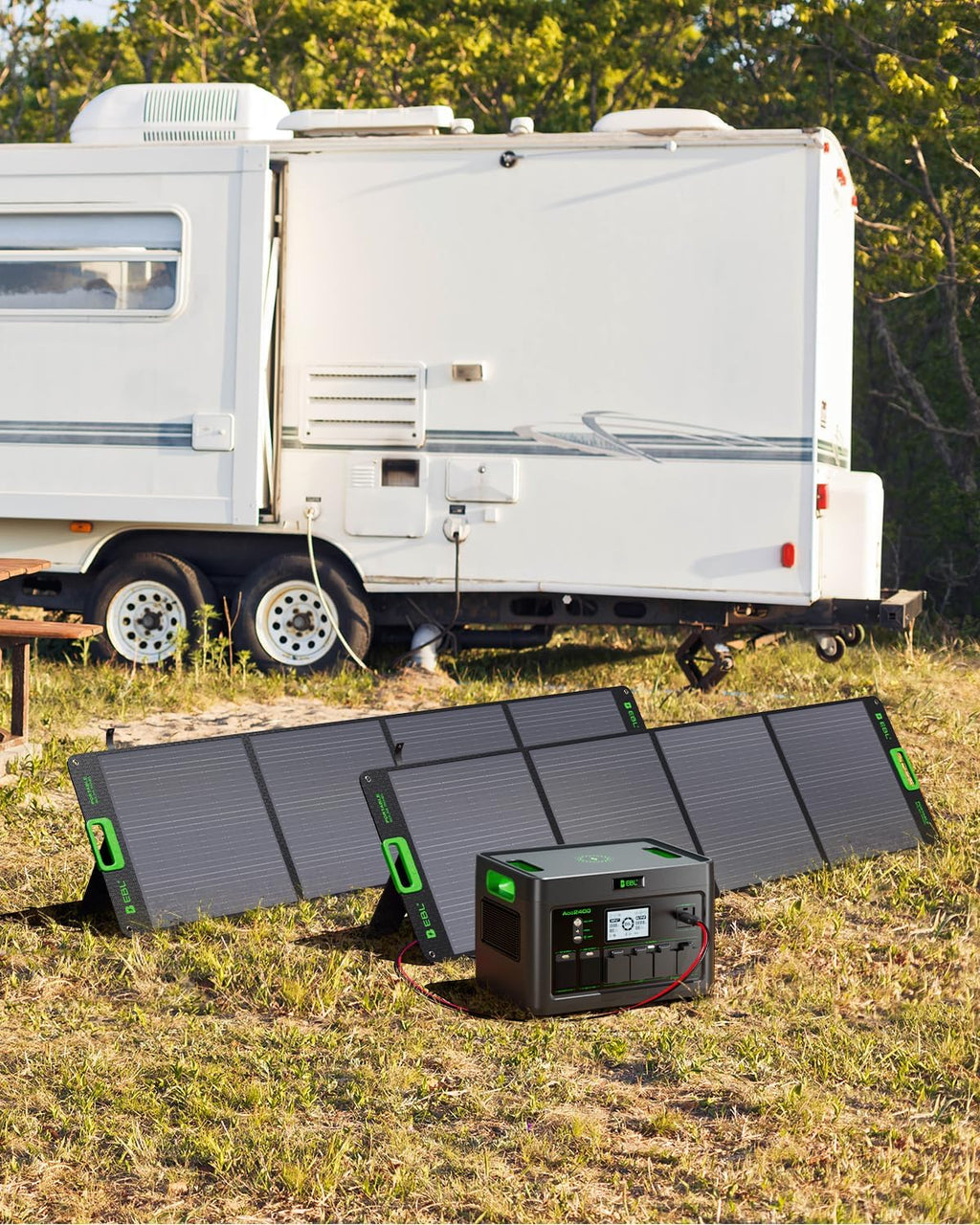 EBL 2400W Portable Power Station with 2x200W Solar Panel (Ship Separately), 1843.2Wh Solar Generator, LiFePO4 Battery Backup,for RV Trip,Camping,Home Emergency