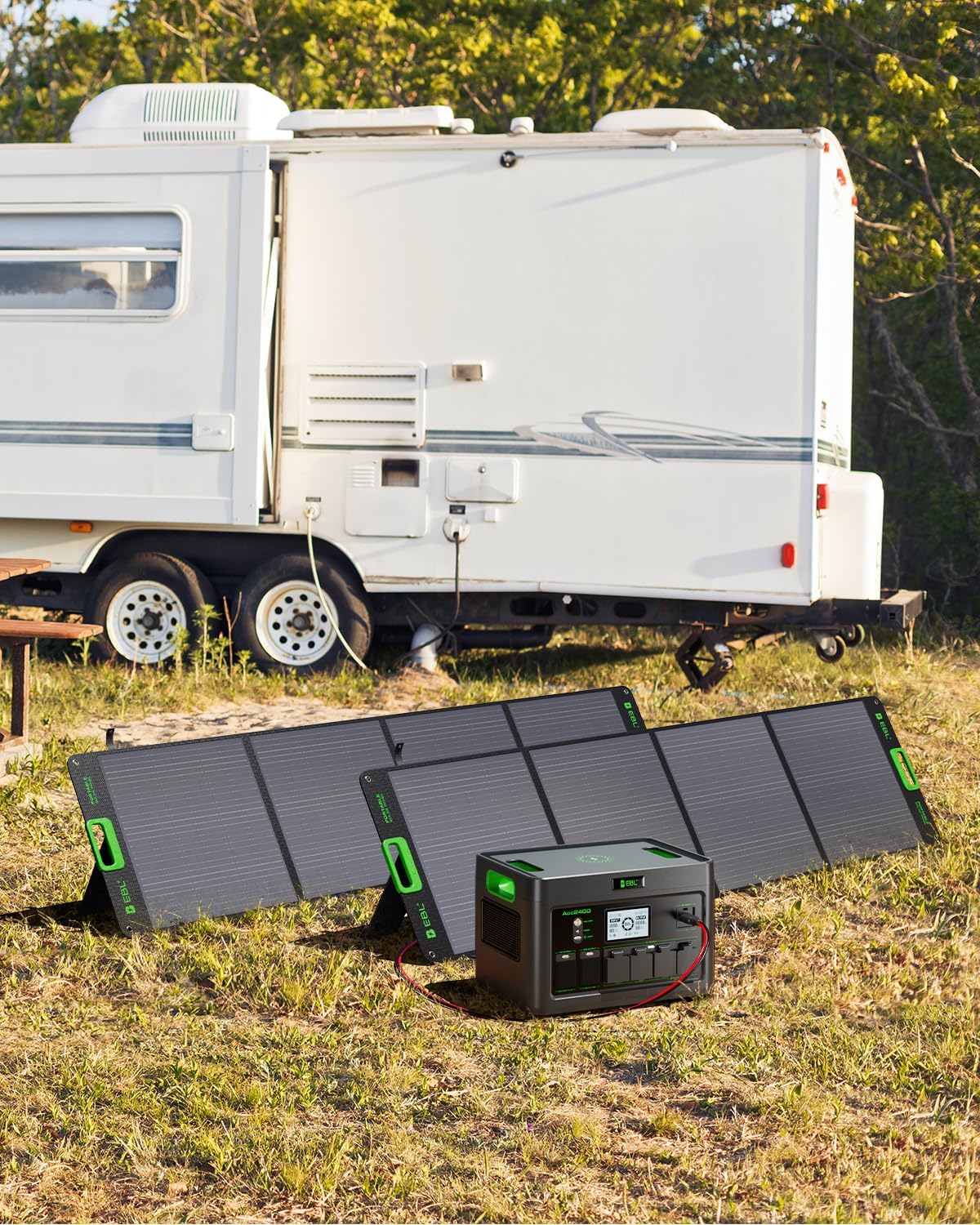 EBL 2400W Portable Power Station with 2x200W Solar Panel (Ship Separately), 1843.2Wh Solar Generator, LiFePO4 Battery Backup,for RV Trip,Camping,Home Emergency