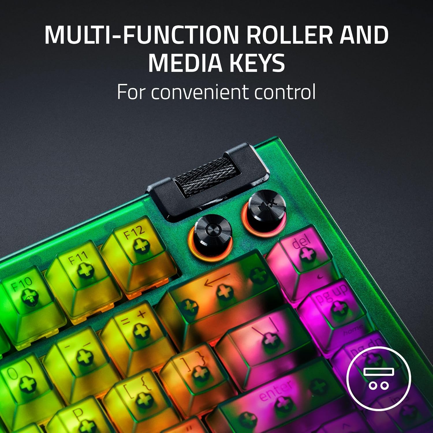 Razer BlackWidow V4 75% Mechanical Gaming Keyboard: Hot-Swappable Design - Compact & Durable - Orange Tactile Switches - Chroma RGB - MF Roller & Media Keys - Comfortable Wrist Rest - Phantom Green