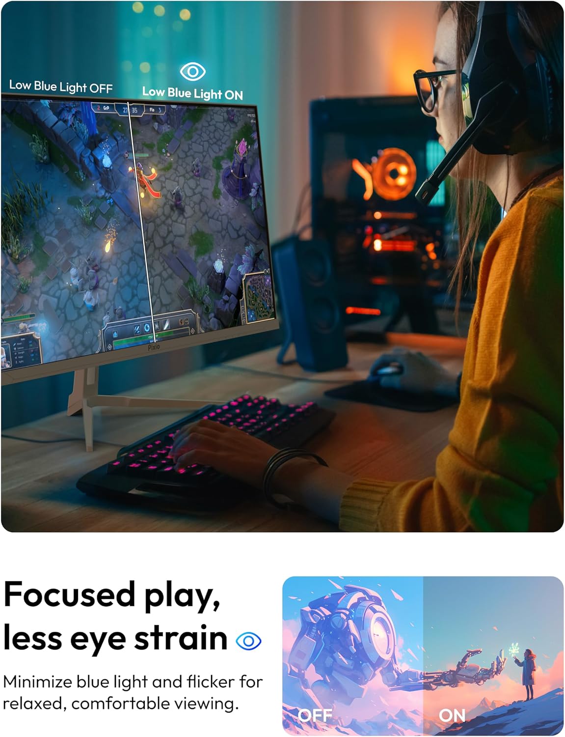 Pixio PX275 Wave Pink 27 inch 100Hz Refresh Rate QHD 1440p Resolution IPS Panel 1ms MPRT Response Time Gaming Monitor with Adaptive Sync