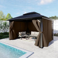 BPS 12' x 14' Gazebo Privacy Curtains with Double Zipper, 4-Panels Side Wall Universal Gazebo Side Panels Replacement for Patio, Outdoor Canopy, Garden and Backyard (Curtain Only)