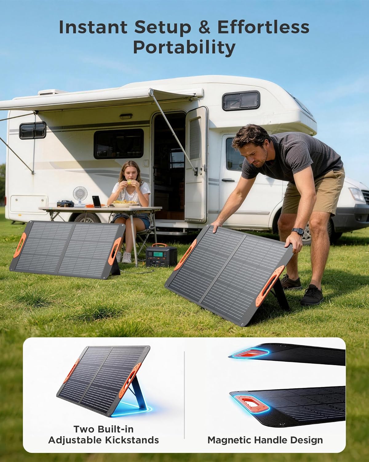 ZOUPW 100W Portable Solar Panel with 5-in-1 Cable,23.5% Efficiency Mono Foldable Solar Charger for Jackery 300/Ecoflow River/Anker/Bluetti,IP67 Waterproof for Camping RV Off-Grid Emergency Power
