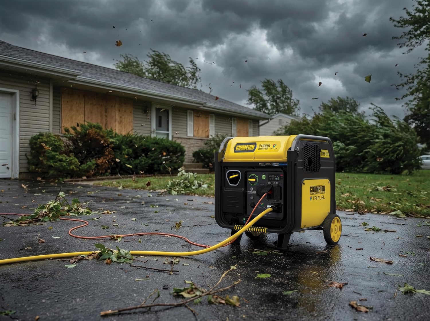 Champion Power Equipment 11,000-Watt Wireless Remote Start Tri Fuel Home Backup Portable Inverter Generator with Quiet Technology and CO Shield®