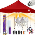 Tradesparker 10x10 Pop Up Canopy Tent,Commercial Movable Canopy with ApexCore LED&Rugged Casters-Instant Easy Setup Shelter Canopies with Weight Bags&Stakes for Outdoor Events Markets Vendors,Red