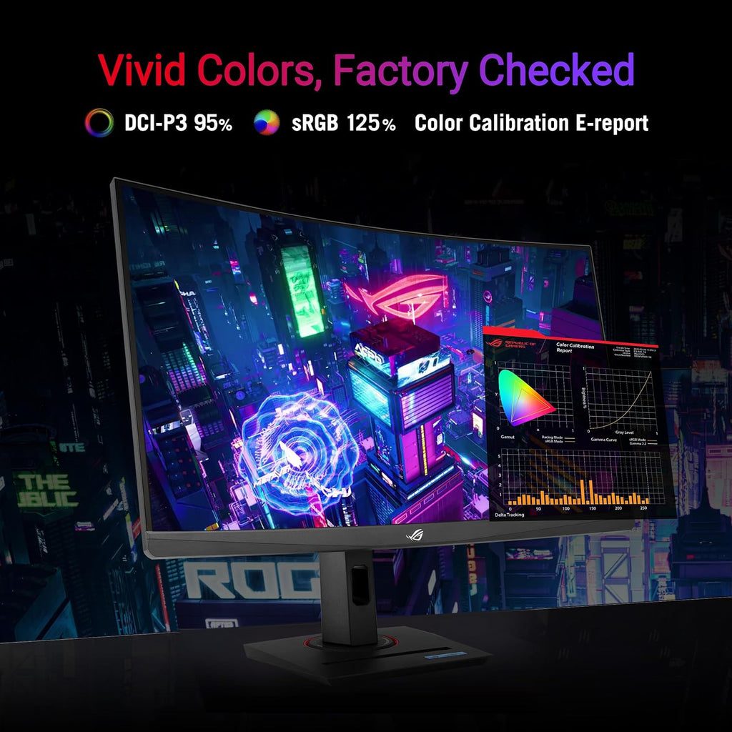ASUS ROG Strix 27' 1440P USB-C Curved HDR Gaming Monitor (XG27WCMS) - QHD, 280Hz, 1ms, Fast VA, Extreme Low Motion Blur Sync, FreeSync Premium, DisplayWidget, Tripod Socket, AI Gaming, 3yr Warranty