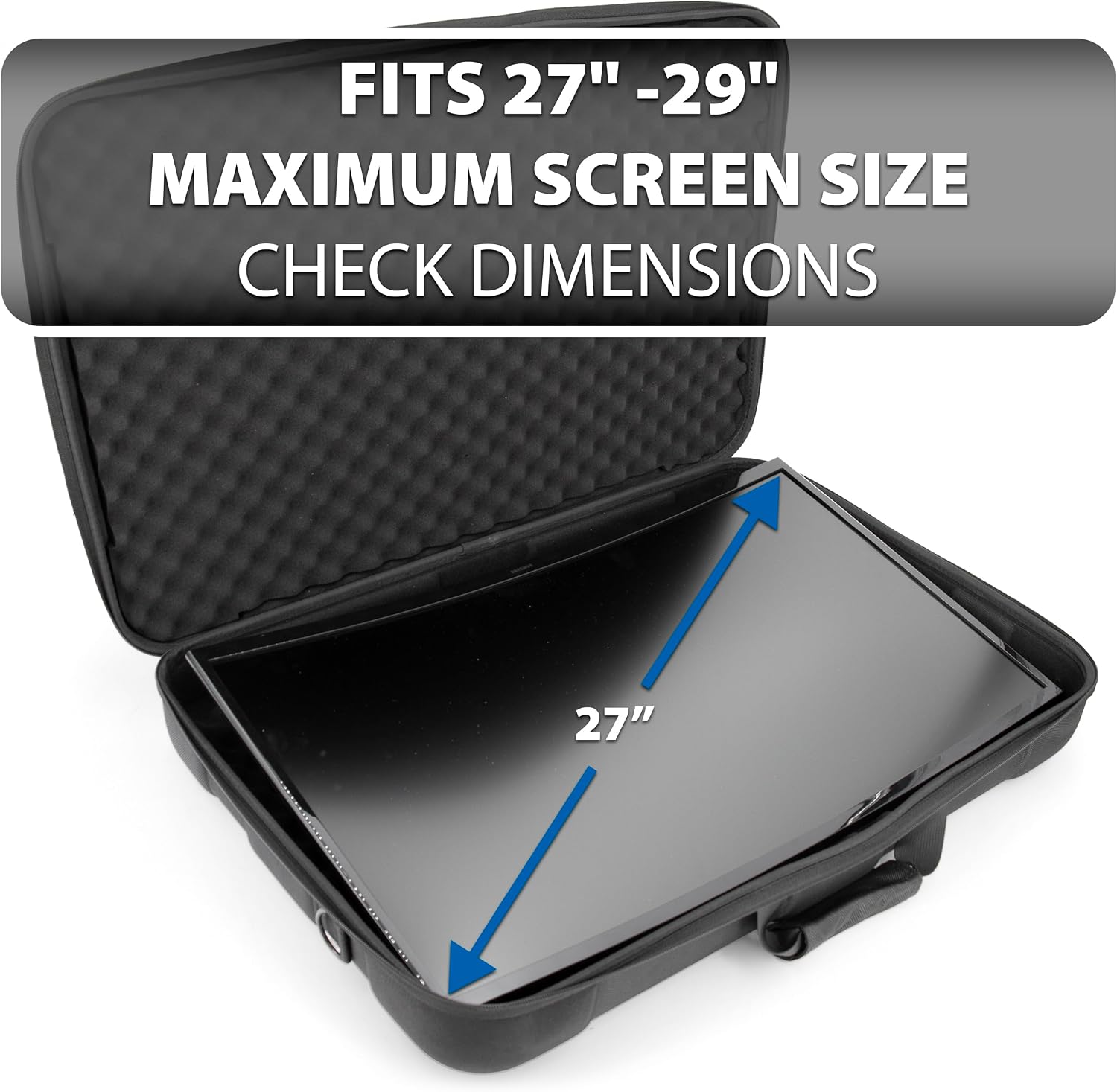 CASEMATIX Portable Monitor Case for 24-29 Inch Screens, Hard Shell EVA Travel Case for 24' 27' Gaming Monitor or Portable Display, Padded Foam Screen Protector Carry Bag with Accessory Storage