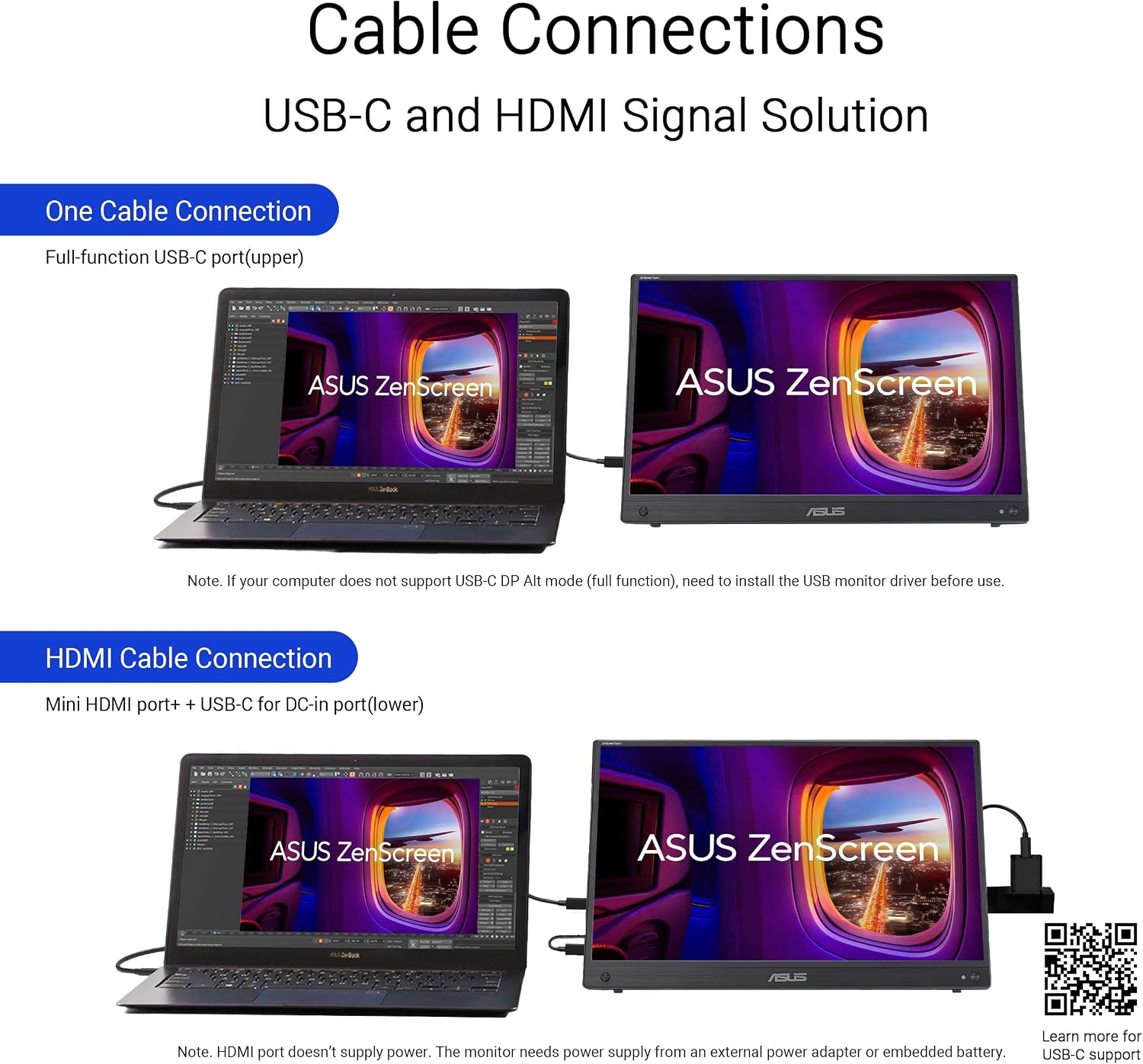 ASUS ZenScreen Touch 16' USB-C Portable Monitor (MB16AMTR) - Full HD, IPS, Built-in Battery, Kickstand, Tripod Socket, Eye Care, Compatible with Laptops, Smartphones and Game Consoles, 3 yr Warranty