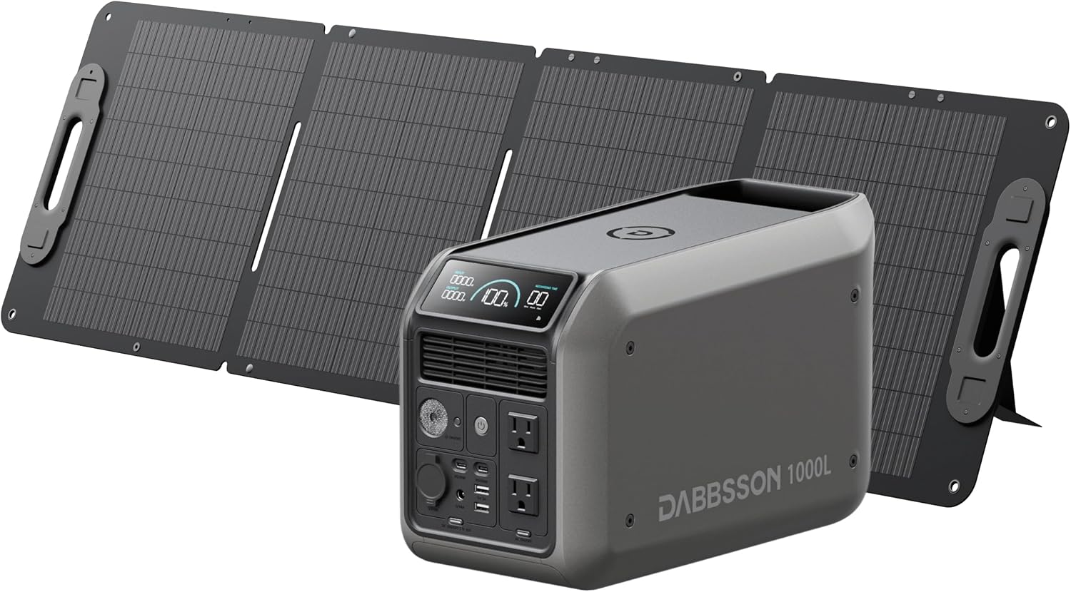 Dabbsson 1008Wh Solar Generator with 120W Solar Panel, Semi-Solid LiFePO4, 1200W AC Output,1600W Power-Boost, 1.2X Longer Runtime, 0-80% in 50 Min, 1000L Portable Power Station for Home/Camping/RV