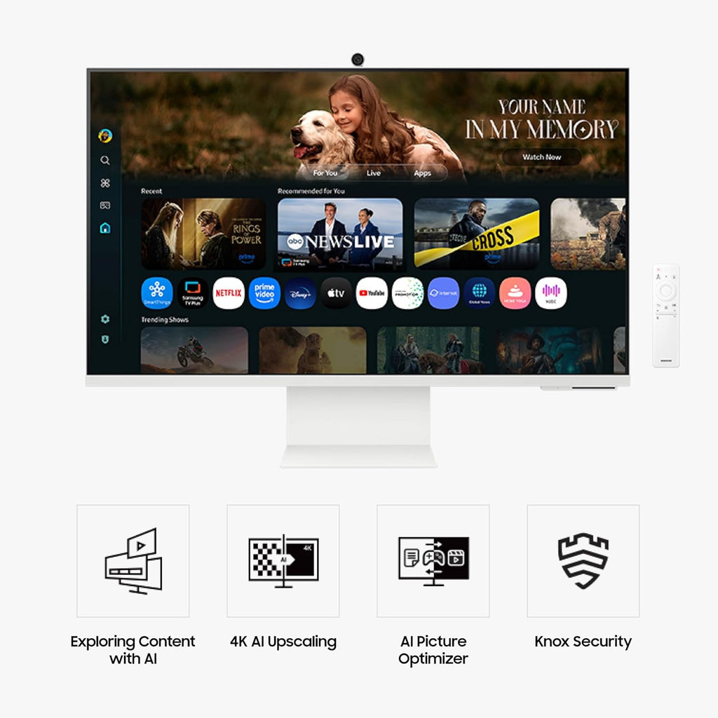 Samsung 32' Smart Monitor M8 (M80F) 4K UHD Display, Samsung Vision AI, Smart TV Apps, Gaming Hub, USB-C, HDMI and USB-A, White, LS32FM803UNXZA, 2025