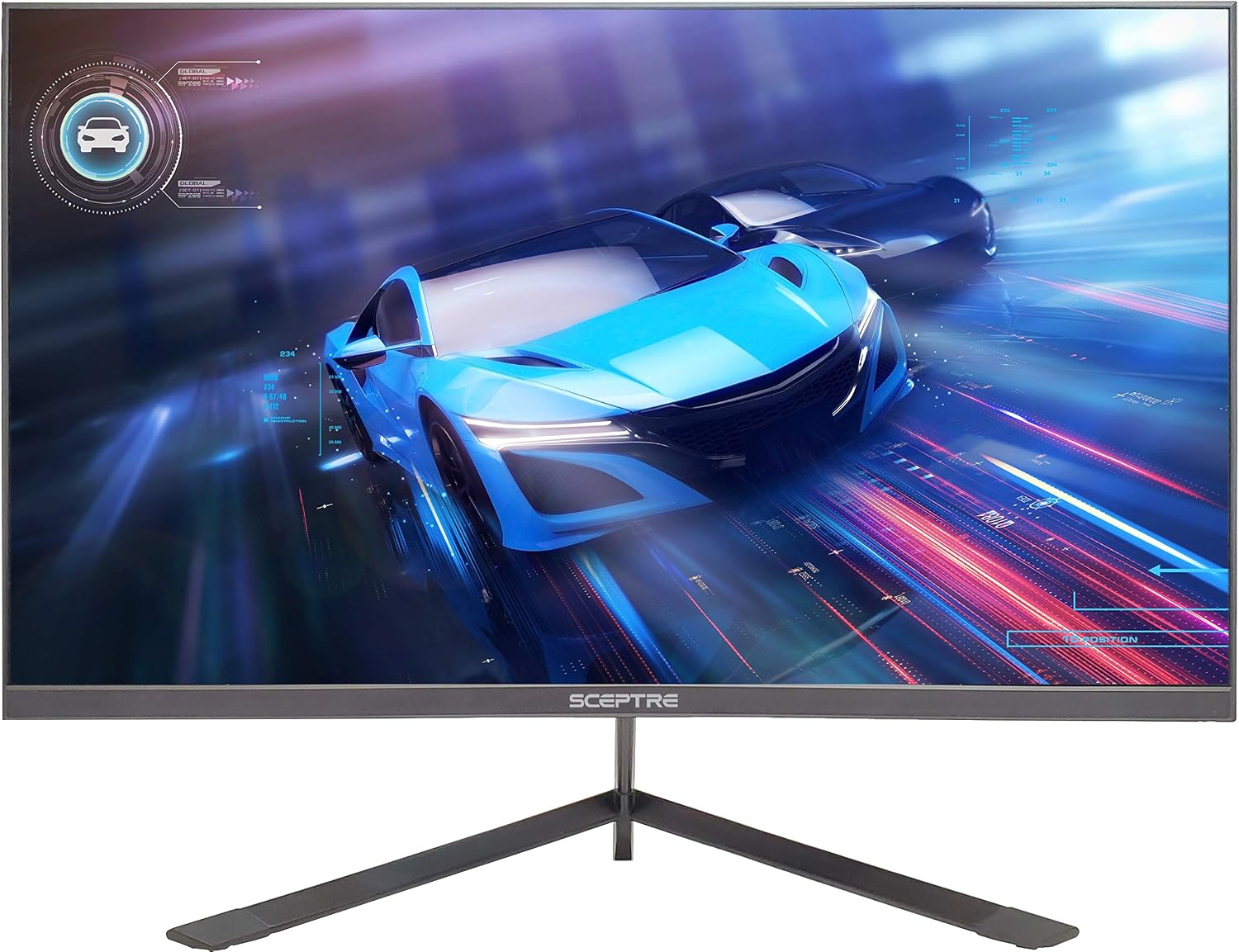 Sceptre IPS 24' LED Gaming Monitor 1ms HDMI DisplayPort up to 165Hz AMD FreeSync Premium Build-in Speakers, Edgeless Machine Black 2021 (E248B-FPN168)