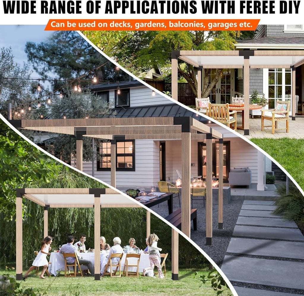2Pack Pergola DIY Bracket Kits 6x6,4-Way Right Angle Corner Post Brackets for 6'x6'(Actual:5.5'x5.5') Wood Beams,Heavy Duty Metal Brackets for Outdoor Pavilion,Proch,Log Cabin