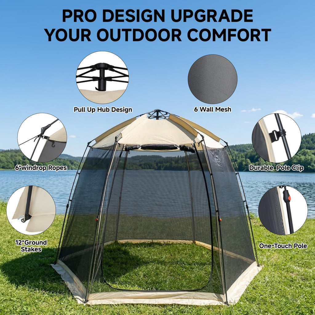 Alvantor® Screen House Gazebo, Pop Up Screen Tent, Instant Screen Room with Carry Bag, Outdoor Mosquito Tent Camping, Sun Shade Shelter for Patio, Garden, Backyard, Deck