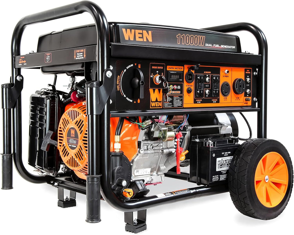 WEN DF1100X 11000-Watt Electric Start Portable Generator with Wheel Kit and CO Shutdown Sensor, Black