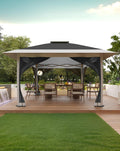 KYBOLT 12x12 Pop Up Gazebo Outdoor Canopy Shelter with Mosquito Netting 4 Stanbags Instant Gazebo Tent for Lawn, Garden, Backyard, Deck (Charcoal Gray + Light Gray)