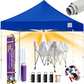Tradesparker 8x8 Pop Up Canopy Tent,Commercial Movable Canopy with ApexCore LED&Rugged Casters-Instant Easy Setup Shelter Canopies with Weight Bags&Stakes for Outdoor Events Markets Vendors,Blue