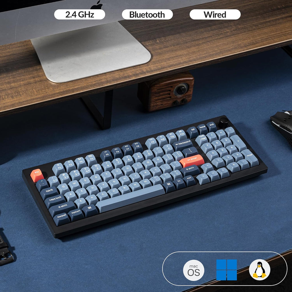 Keychron V5 Max Custom Wireless Mechanical Gaming Keyboard with Number Pad, 96% Layout QMK/VIA 2.4 GHz/Bluetooth 5.1/Wired, RGB Backlit Hot-Swappable Gateron Brown Switch for Mac Windows Linux