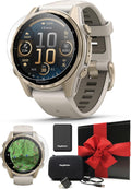 Garmin Fenix 8 AMOLED Sapphire (43mm, Soft Gold/Dark Sandstone) Multisport GPS Smartwatch Gift Box Bundle - 1.3' Touchscreen, Built-in LED Flashlight with PlayBetter Charger, Screens, Adapter, Case