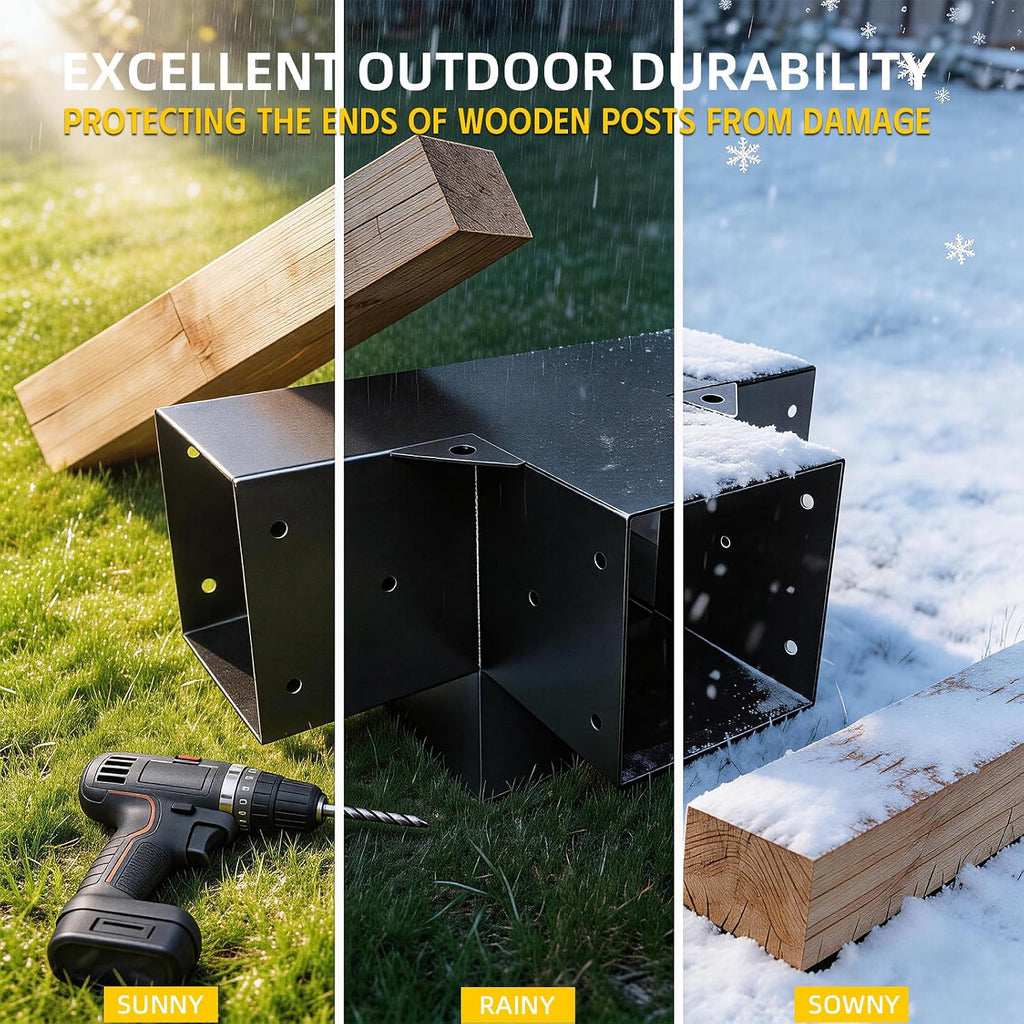 4-Way Pergola Right Corner Brackets Kit, DIY Woodwork Brackets for 6' x 6' (Actual:5.5' x 5.5') Lumber for Patio Pergolas, Gazebos, Log Cabin W/Hardware - 2 Pack