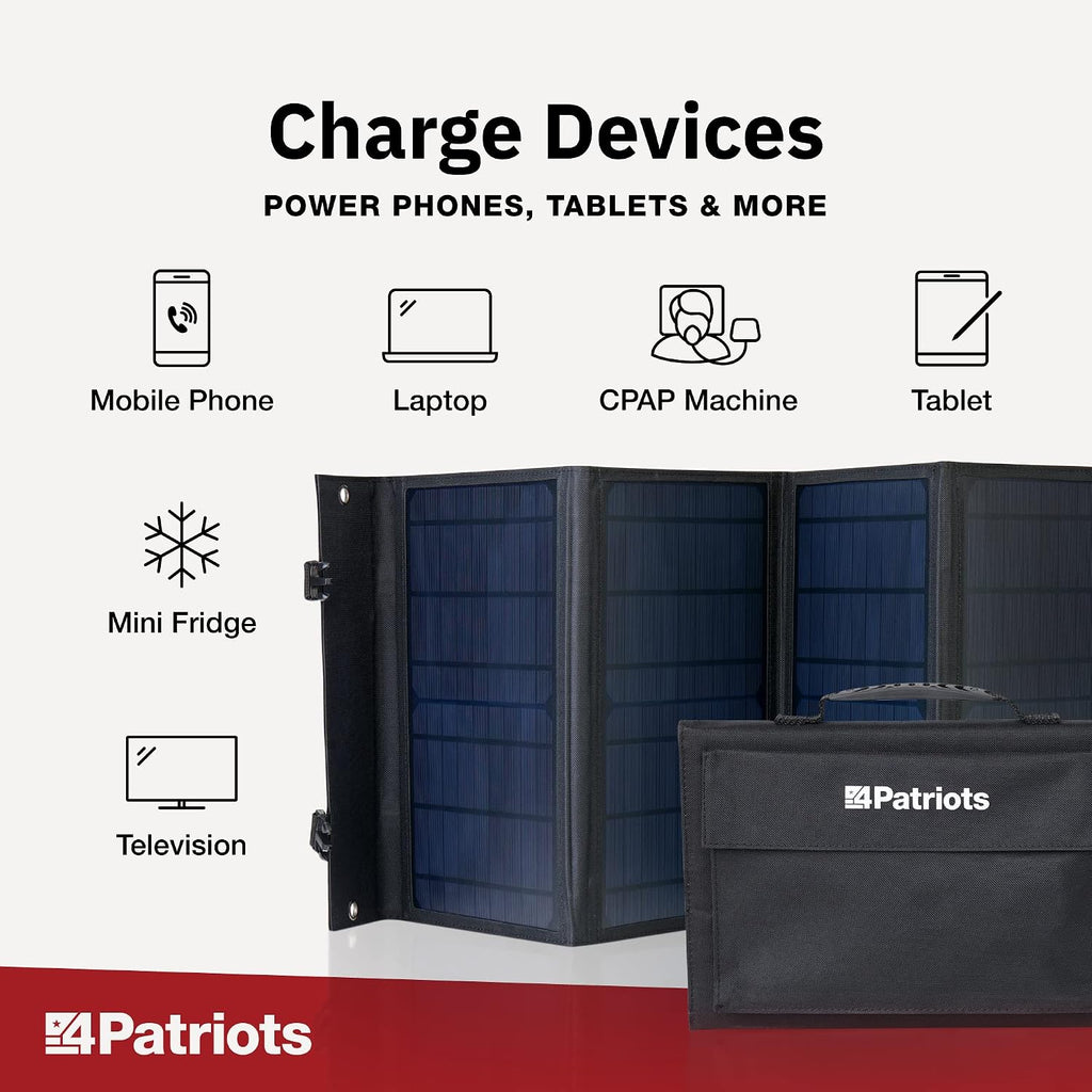 4Patriots 40-Watt Solar Panel: Compact Portable Power with USB Port, Eco Solar Charger for Camping