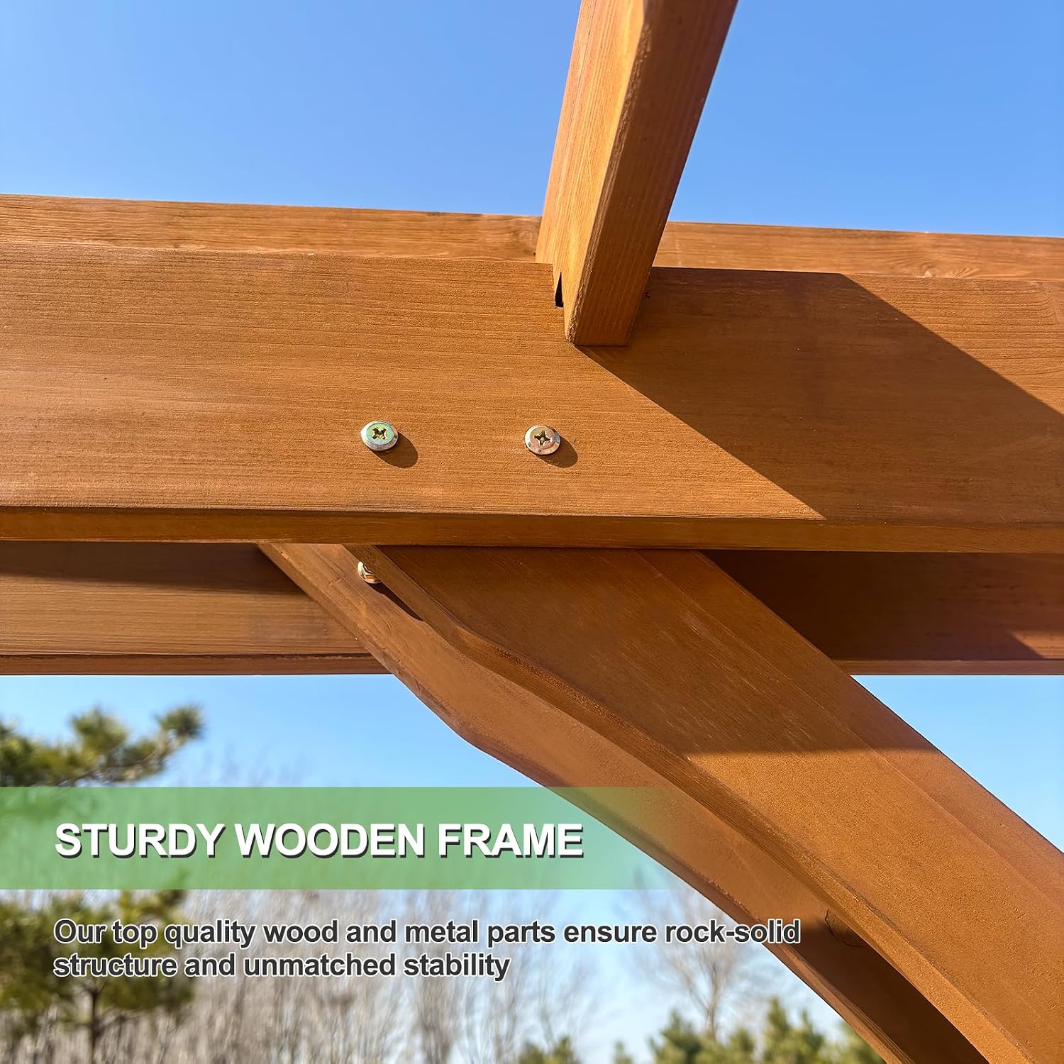 Outdoor Patio Gazebo 10X12FT Wooden Pergola100% Sturdy Solid Wood Outdoor Gazebo for Backyard,Backyard, Deck, Lawn Patio Pergola Waterproof & Windproof Outdoor Garden Shelter for Year-Round Use