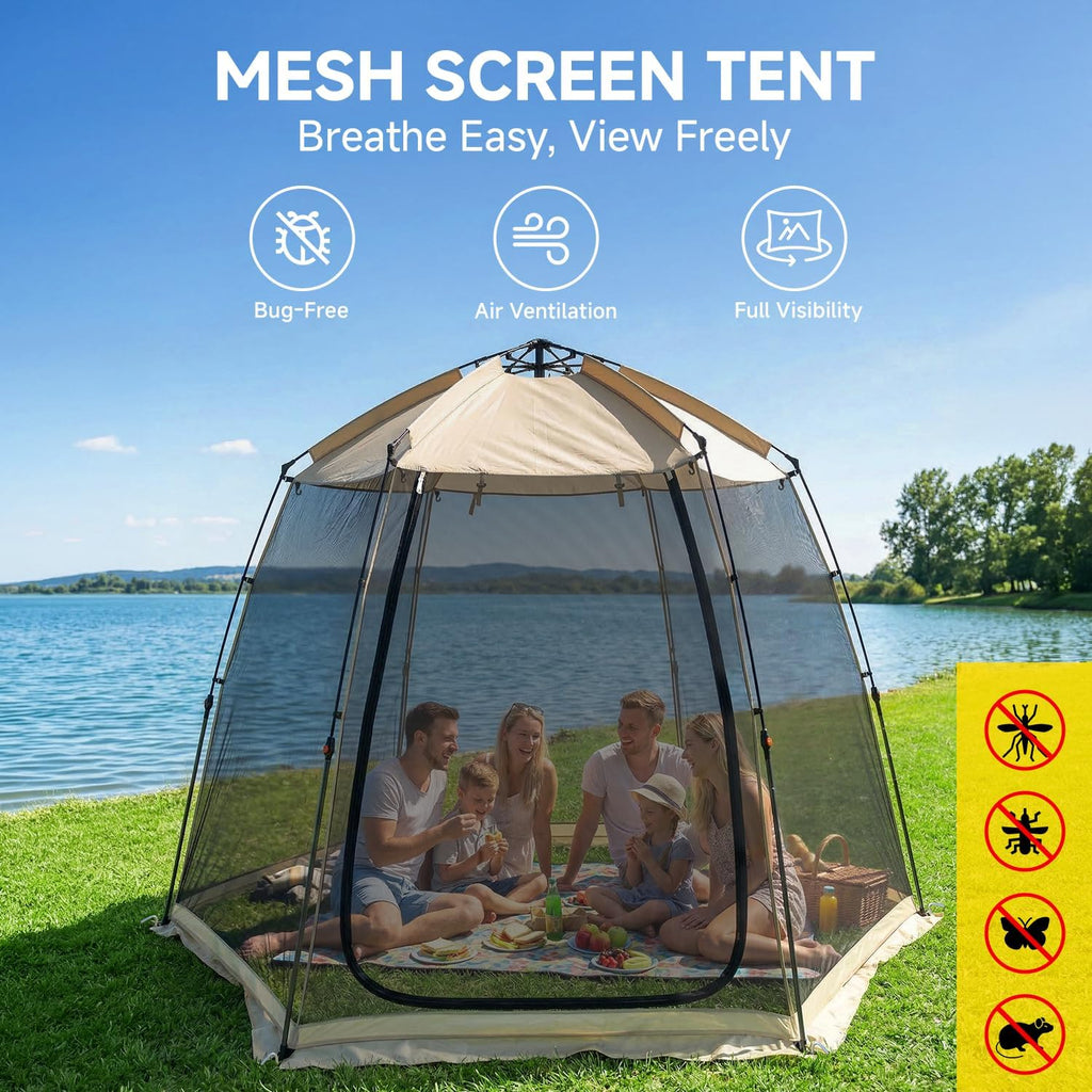 Alvantor® Screen House Gazebo, Pop Up Screen Tent, Instant Screen Room with Carry Bag, Outdoor Mosquito Tent Camping, Sun Shade Shelter for Patio, Garden, Backyard, Deck