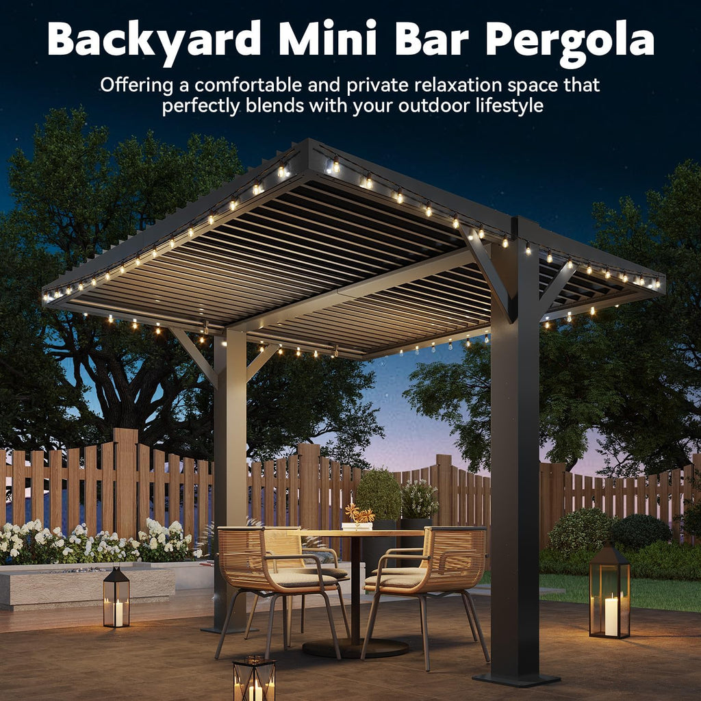 MELLCOM Louvered Pergola 10x10, Outdoor Shade Structure with 6' Aluminum Posts, Modern Aluminum Pergola with Adjustable Roof, Hardtop Gazebo Carport for Patio
