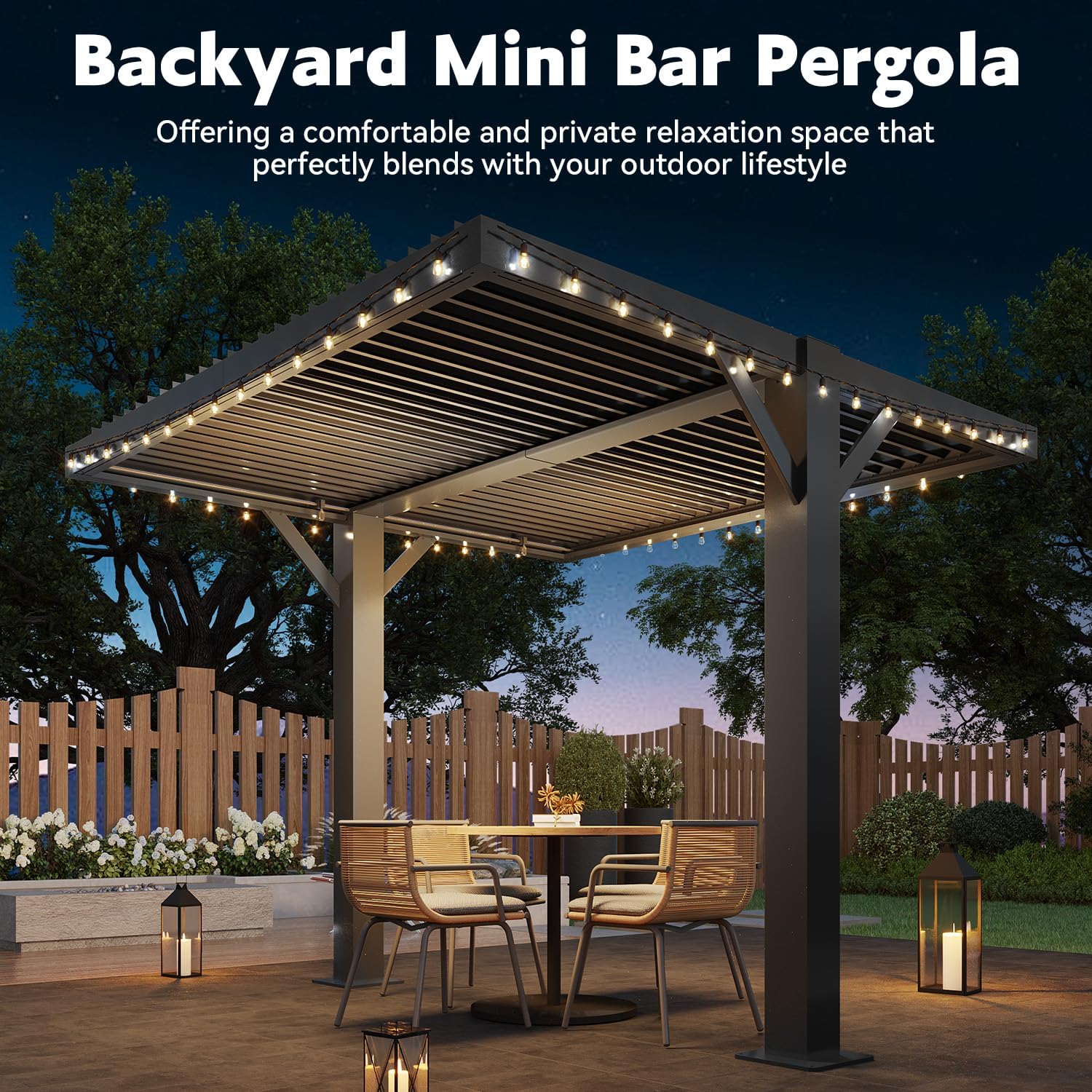 MELLCOM Louvered Pergola 10x10, Outdoor Shade Structure with 6' Aluminum Posts, Modern Aluminum Pergola with Adjustable Roof, Hardtop Gazebo Carport for Patio