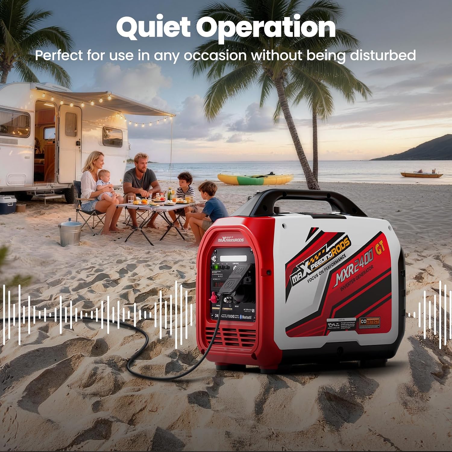 maXpeedingrods 2400 Watt Portable Inverter Generator Gas Powered, Bluetooth® App Remote Data Monitor,Only 33lbs, Compact and Lightweight for Outdoor Camping, Home Use